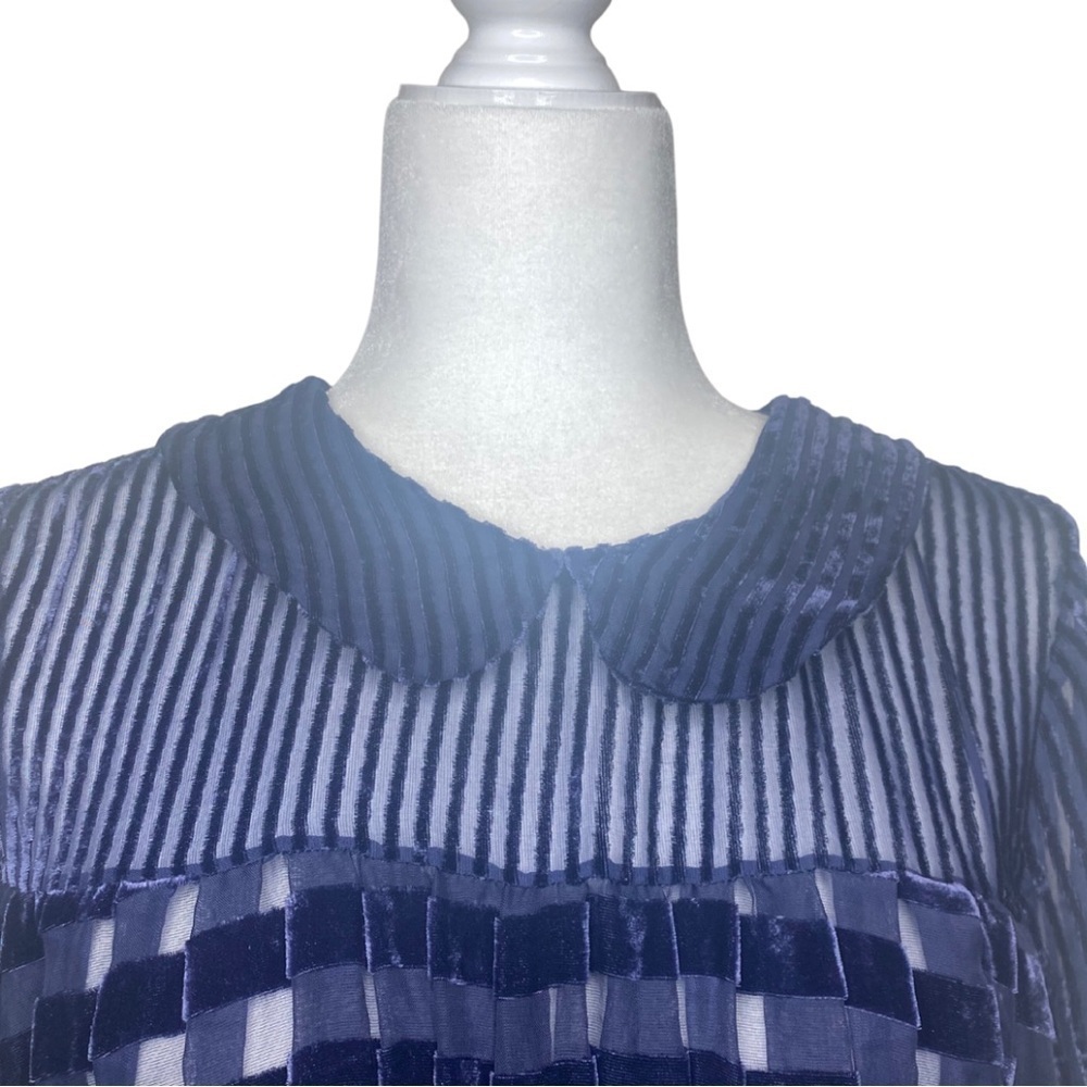 ASOS Sheer Velvet Midnight Blue Babydoll Dress Sz 10 - Picture 6 of 11